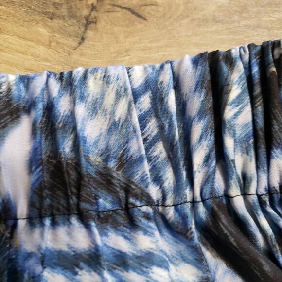 Rieley Pants High Rise Ankle Length Silky Tapered Blue and Black Pocket Medium - Picture 11 of 11